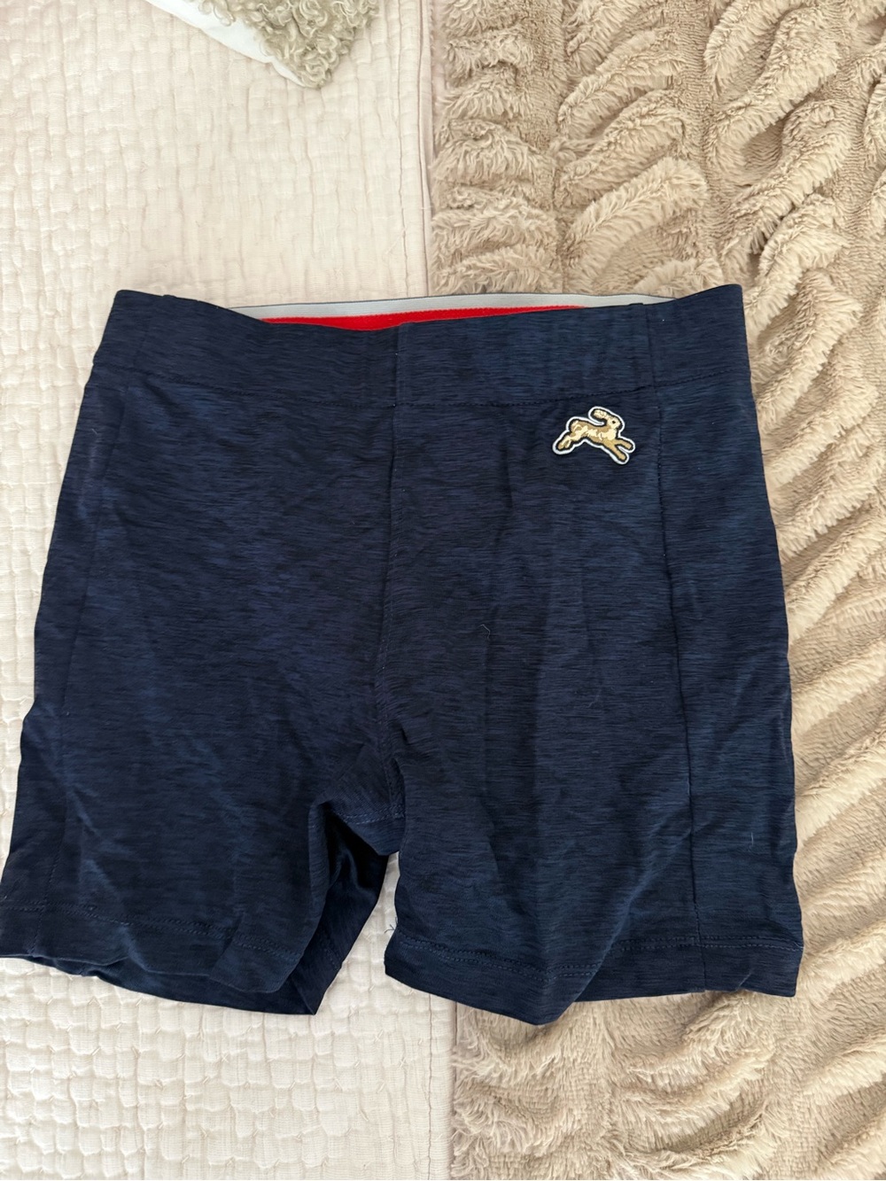 Tracksmith Navy Athletic Shorts with Red Inner Waistband